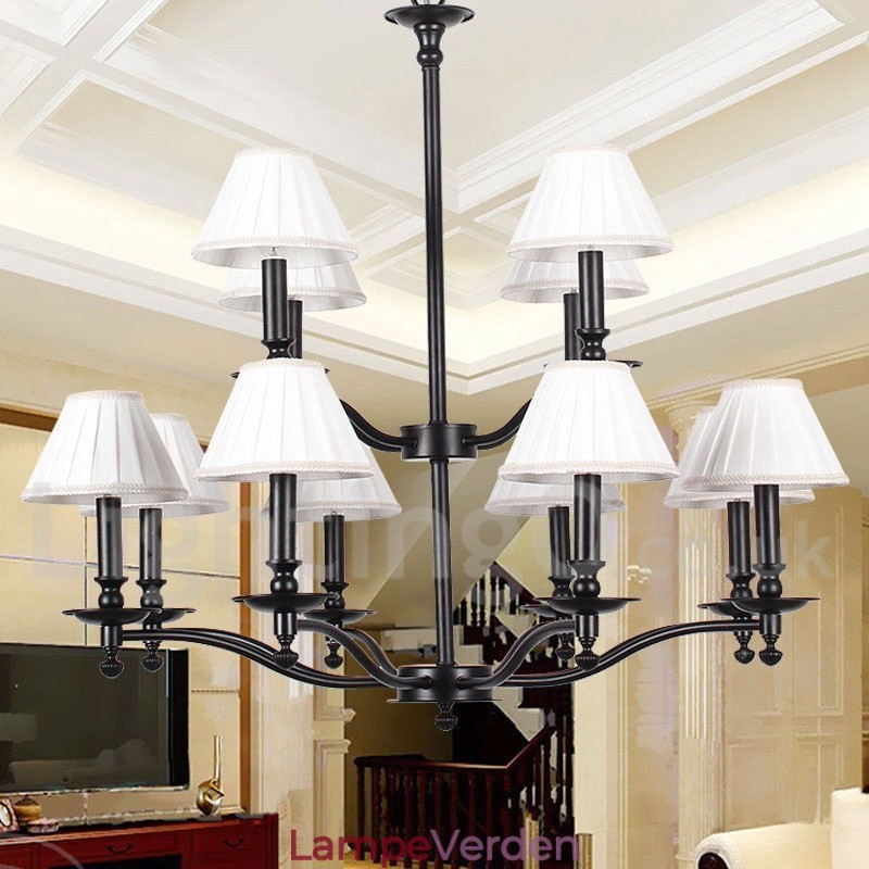 12 Light Retro 2 Tier Stor lysekrone Candle Style Lysekrone