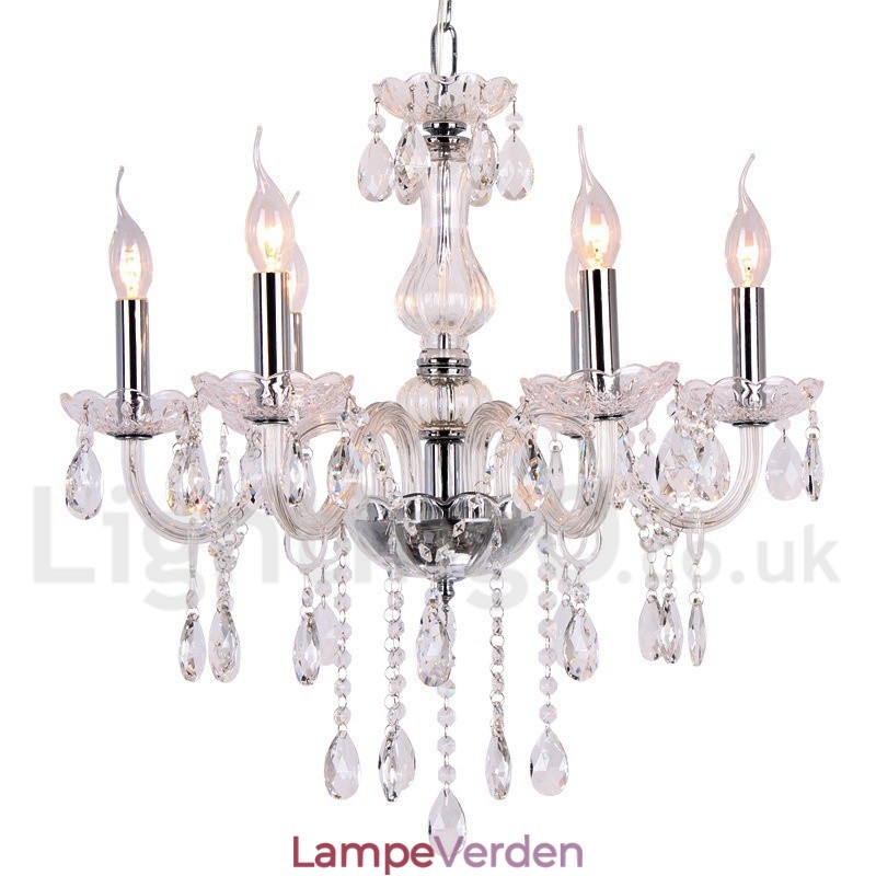 6 lys moderne K9 Crystal Candle Style lysekrone