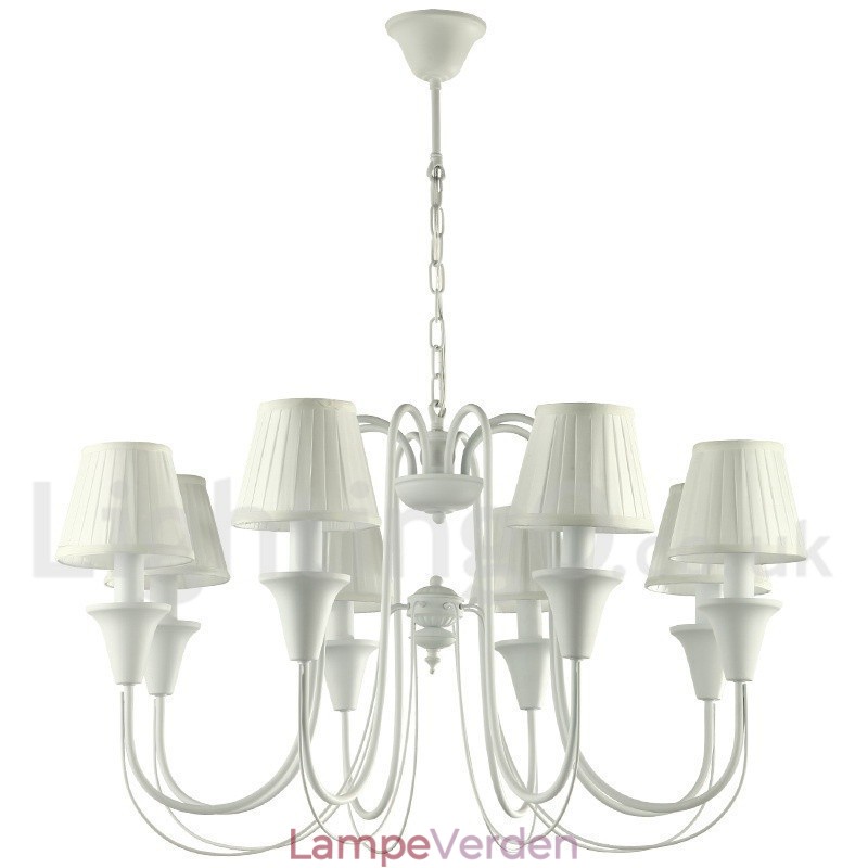 8 Lyse Hvid Retro Candle Style Lysekrone