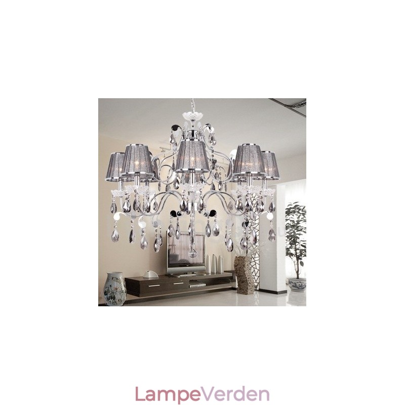 8 lysegrå K9 Crystal Candle Style lysekrone