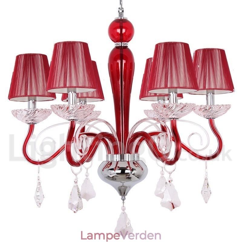 6 Lyserød Moderne K9 Crystal Candle Style lysekrone