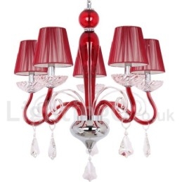 5 lys rød moderne K9 Crystal Candle Style lysekrone