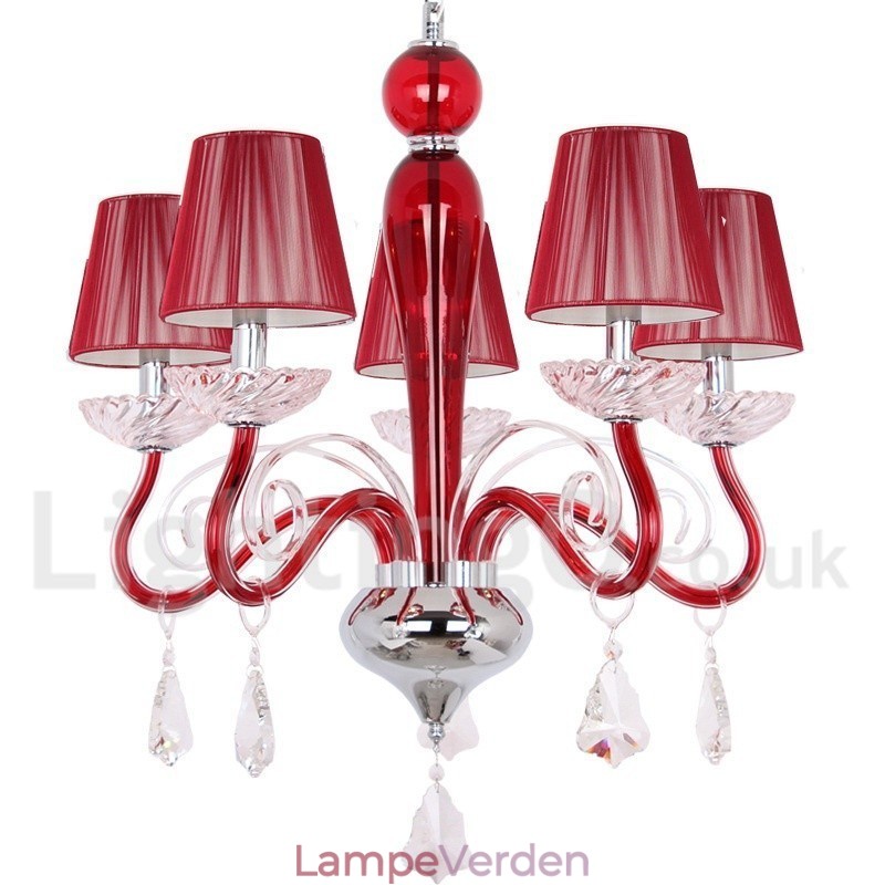 5 lys rød moderne K9 Crystal Candle Style lysekrone