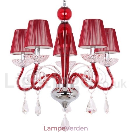 5 lys rød moderne K9 Crystal Candle Style lysekrone 5 lys rød moderne K9 Crystal Candle Style lysekrone