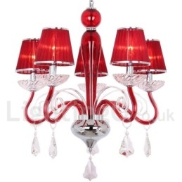 5 lys rød moderne K9 Crystal Candle Style lysekrone