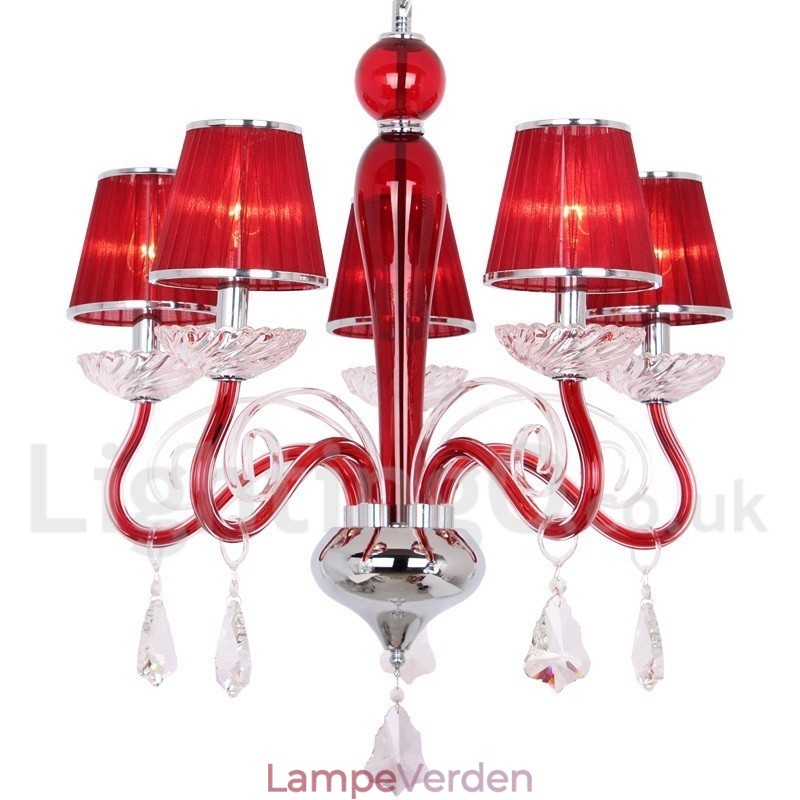 5 lys rød moderne K9 Crystal Candle Style lysekrone