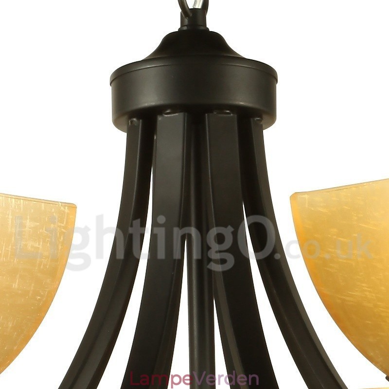 6 lyse lysekrone i middelhavsstil i sort stearinlys