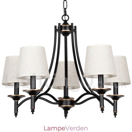 5 lys rustik retro sort moderne lysekrone 5 lys rustik retro sort moderne lysekrone
