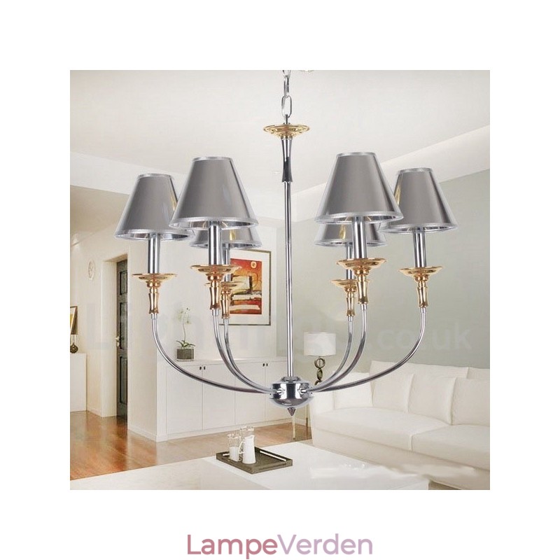 6 lys moderne moderne lysekrone i krom stearinlys