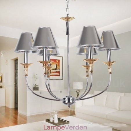 6 lys moderne moderne lysekrone i krom stearinlys