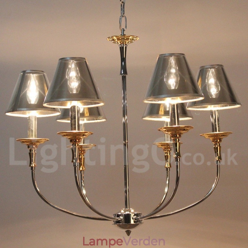 6 lys moderne moderne lysekrone i krom stearinlys