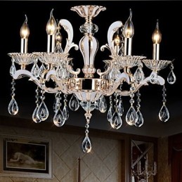 Europæisk stil luksus Candle Crystal Pendant zinklegering lamper