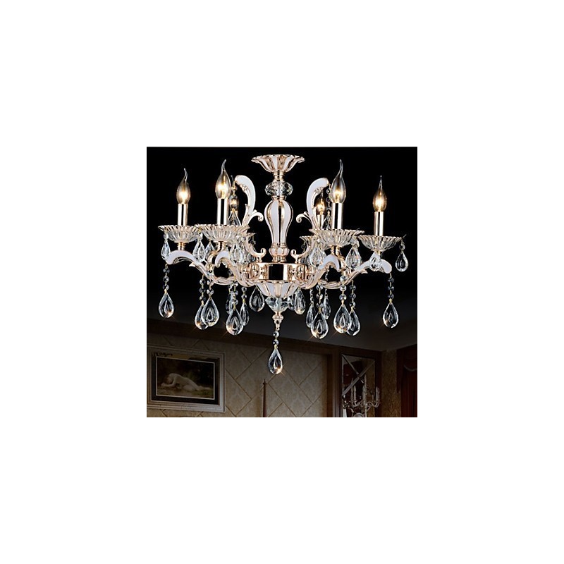 Europæisk stil luksus Candle Crystal Pendant zinklegering lamper