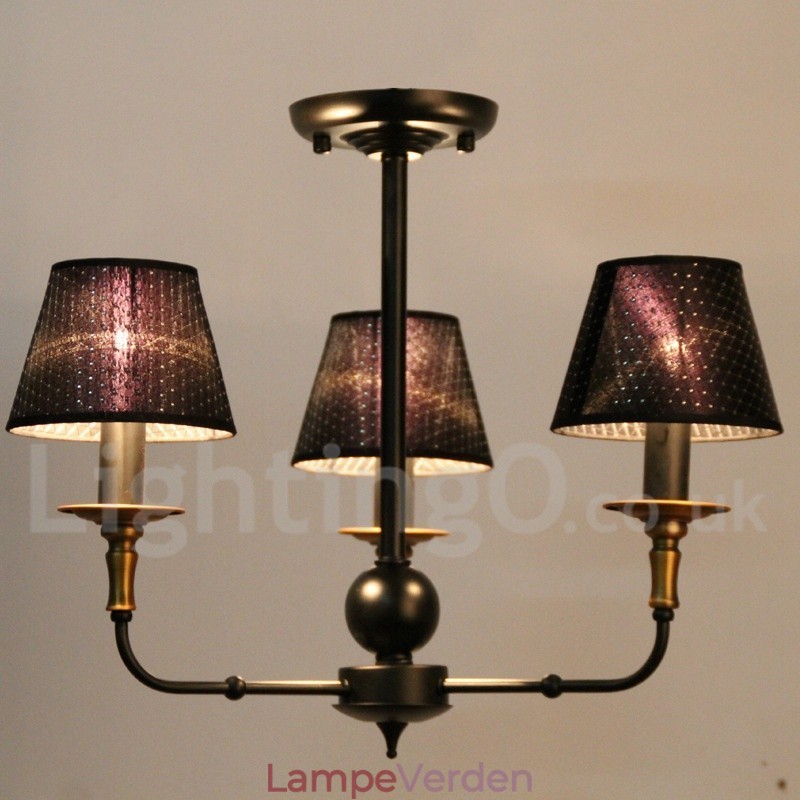 3 lys retro rustik lysekrone