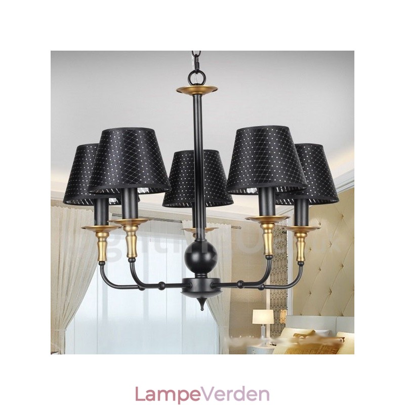 5 lys retro rustik lysekrone