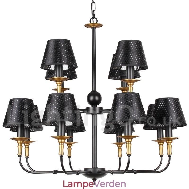 12 Light Retro Rustik 2 Tier Candle Style lysekrone