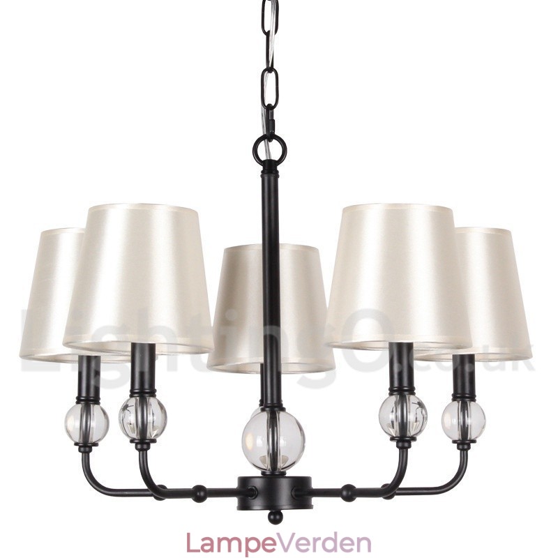 5 lys rustik retro sort moderne lysekrone