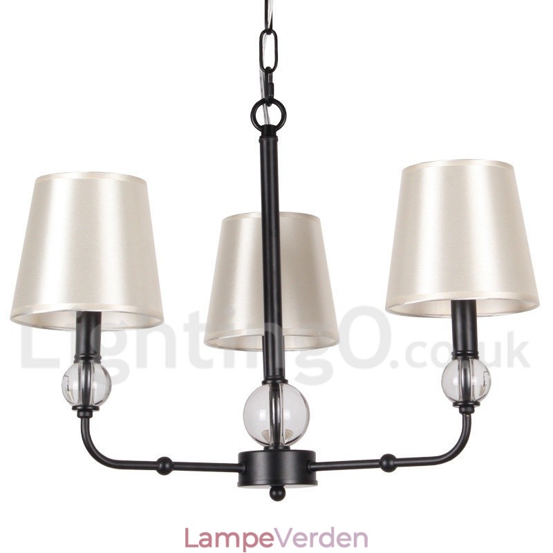 3 lys retro sort moderne lysekrone
