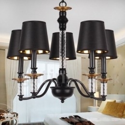 5 lyse sorte Retro Candle Style lysekrone