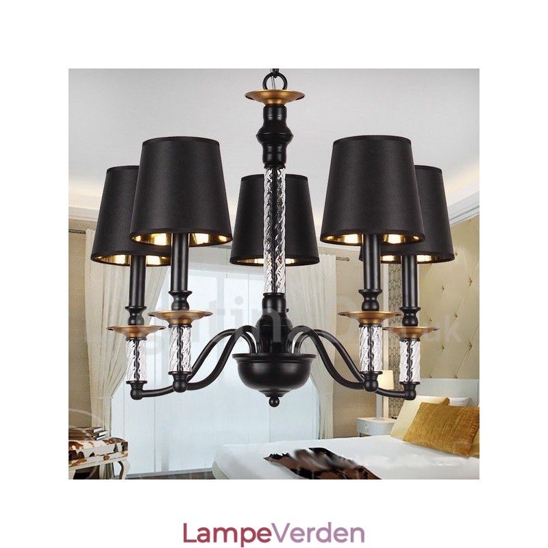 5 lyse sorte Retro Candle Style lysekrone