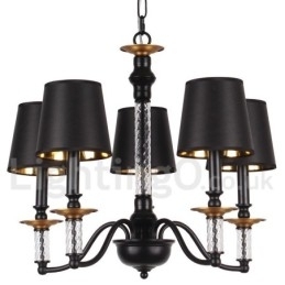 5 lyse sorte Retro Candle Style lysekrone
