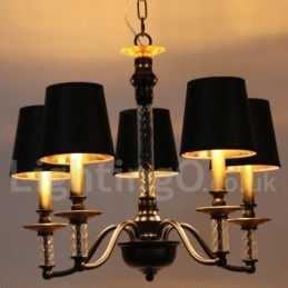 5 lyse sorte Retro Candle Style lysekrone