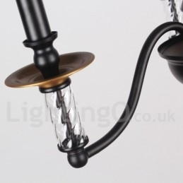 5 lyse sorte Retro Candle Style lysekrone