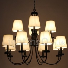 12 Light Retro Contemporary 2 Tier Black Candle Style lysekrone