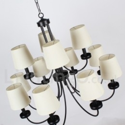 12 Light Retro Contemporary 2 Tier Black Candle Style lysekrone