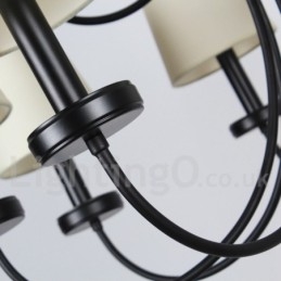 12 Light Retro Contemporary 2 Tier Black Candle Style lysekrone