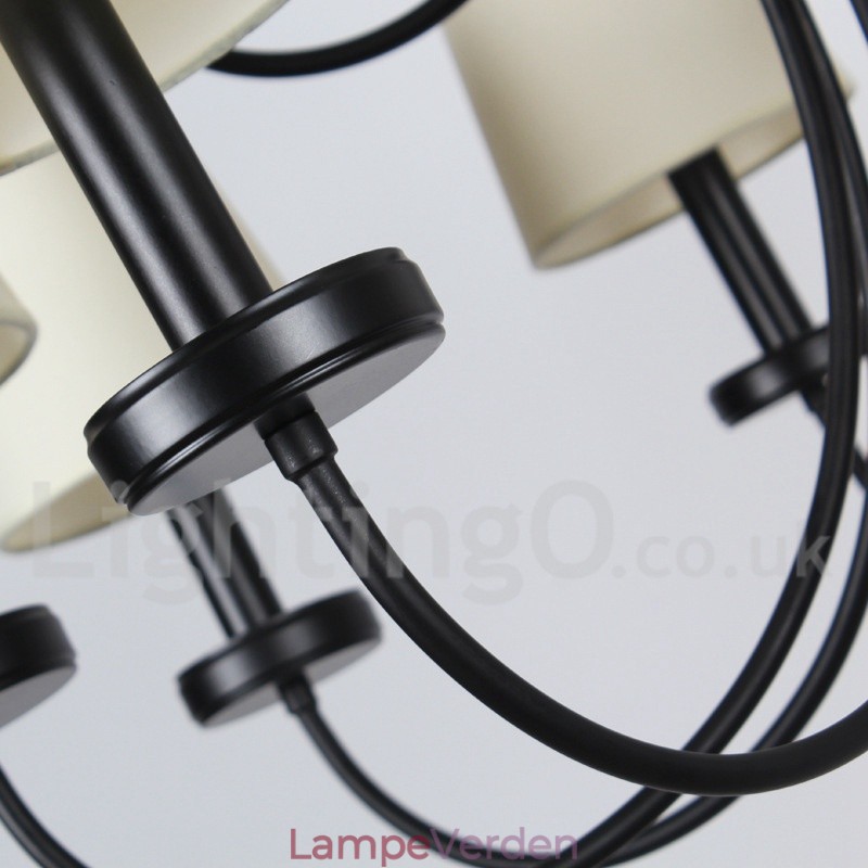 12 Light Retro Contemporary 2 Tier Black Candle Style lysekrone