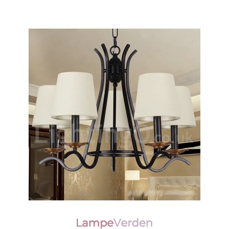 5 lys sort retro moderne lysekrone