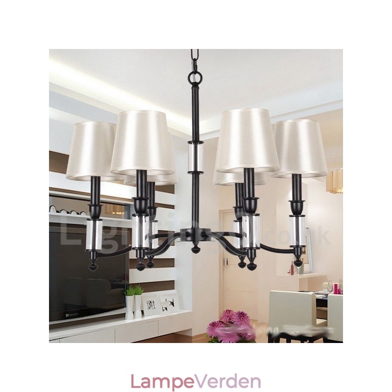 6 lys sort retro moderne lysekrone