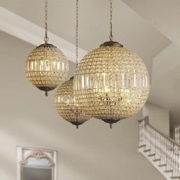 Globe Modern K9 Krystal Loft Pendel Indendørs Lysekrone Tromle Belysningslamper Armaturer