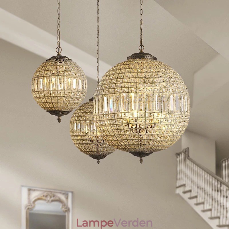 Globe Modern K9 Krystal Loft Pendel Indendørs Lysekrone Tromle Belysningslamper Armaturer