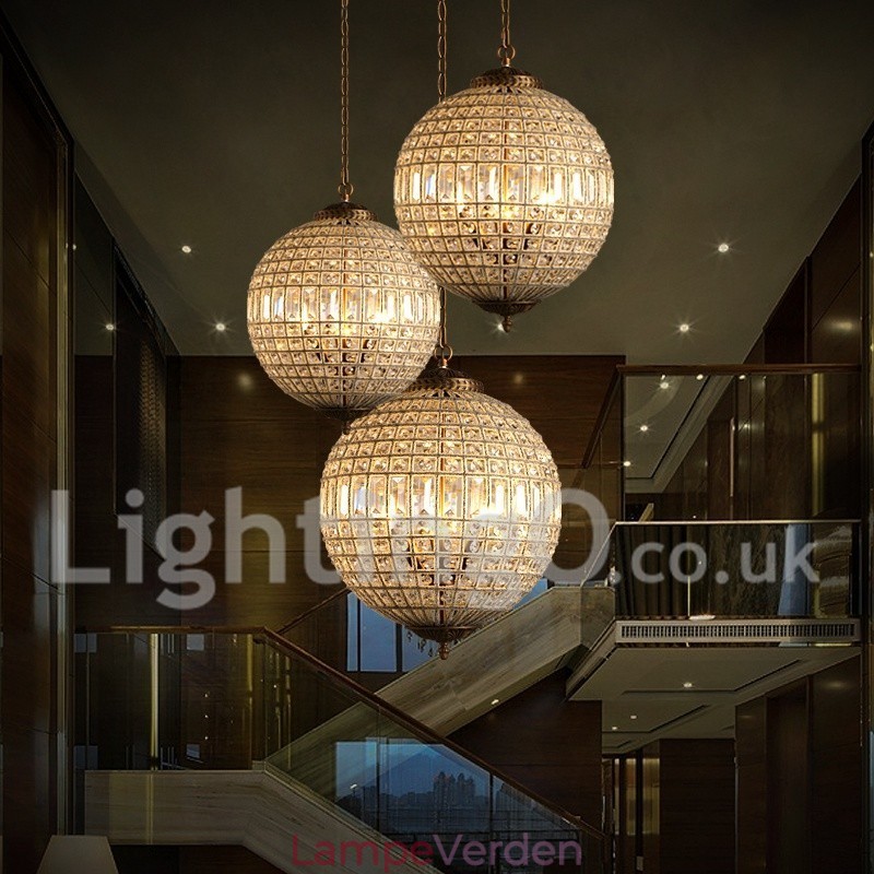 Globe Modern K9 Krystal Loft Pendel Indendørs Lysekrone Tromle Belysningslamper Armaturer