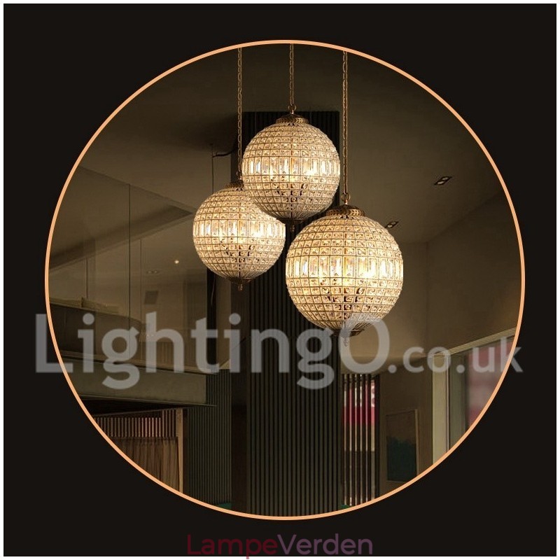 Globe Modern K9 Krystal Loft Pendel Indendørs Lysekrone Tromle Belysningslamper Armaturer