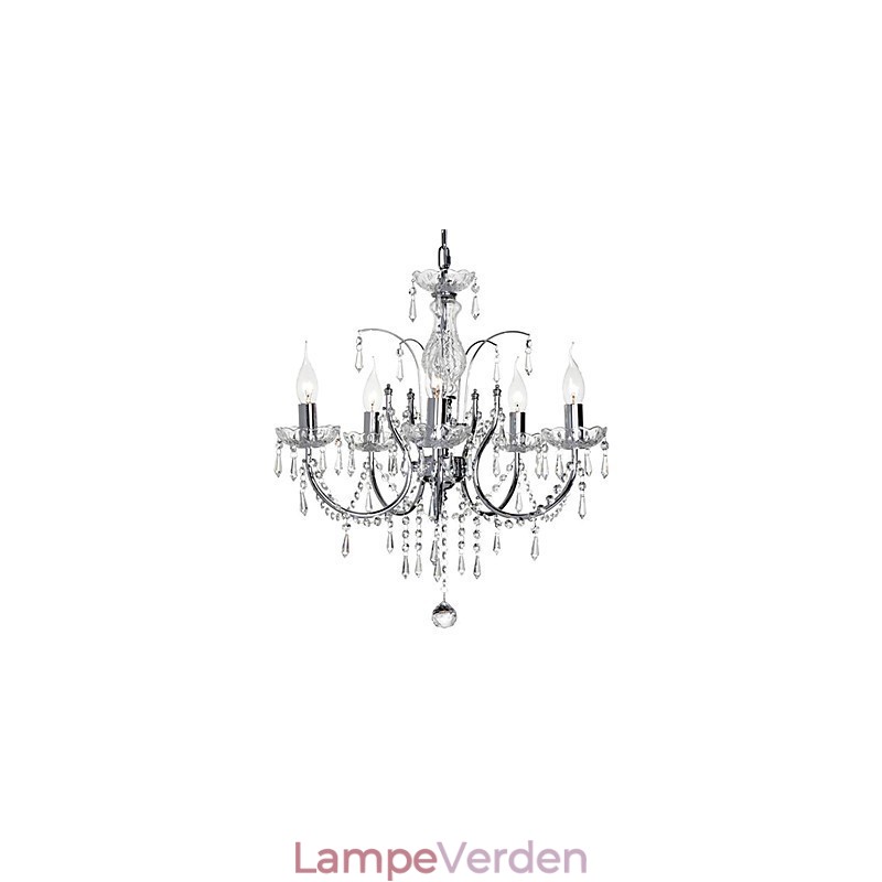 Elegant krystal lysekrone med 5 lys