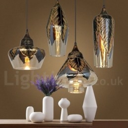 Europæisk Retro Glas Pendel Lampe Lounge Pendel