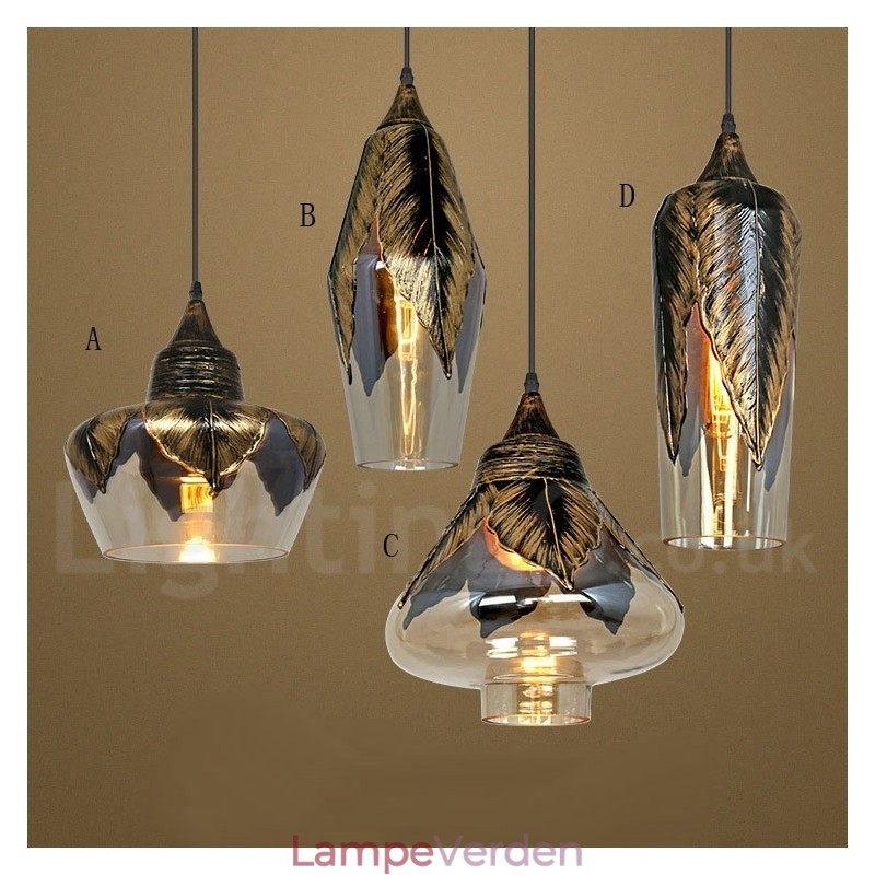 Europæisk Retro Glas Pendel Lampe Lounge Pendel
