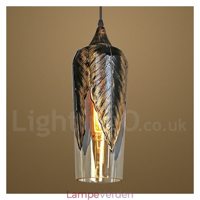 Europæisk Retro Glas Pendel Lampe Lounge Pendel