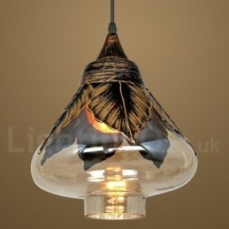 Europæisk Retro Glas Pendel Lampe Lounge Pendel