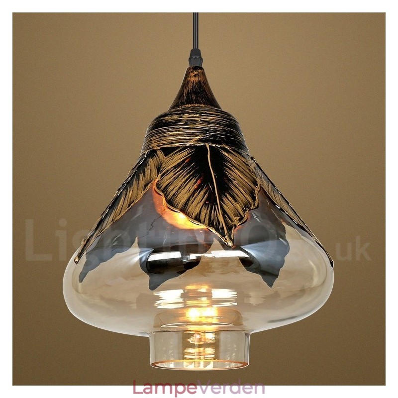 Europæisk Retro Glas Pendel Lampe Lounge Pendel