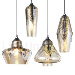 Europæisk Retro Glas Pendel Lampe Lounge Pendel
