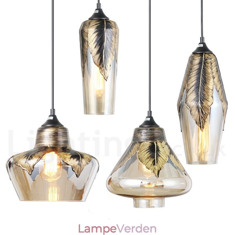 Europæisk Retro Glas Pendel Lampe Lounge Pendel