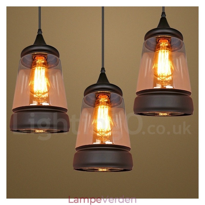 Europæisk Retro Lounge Glas Pendellampe