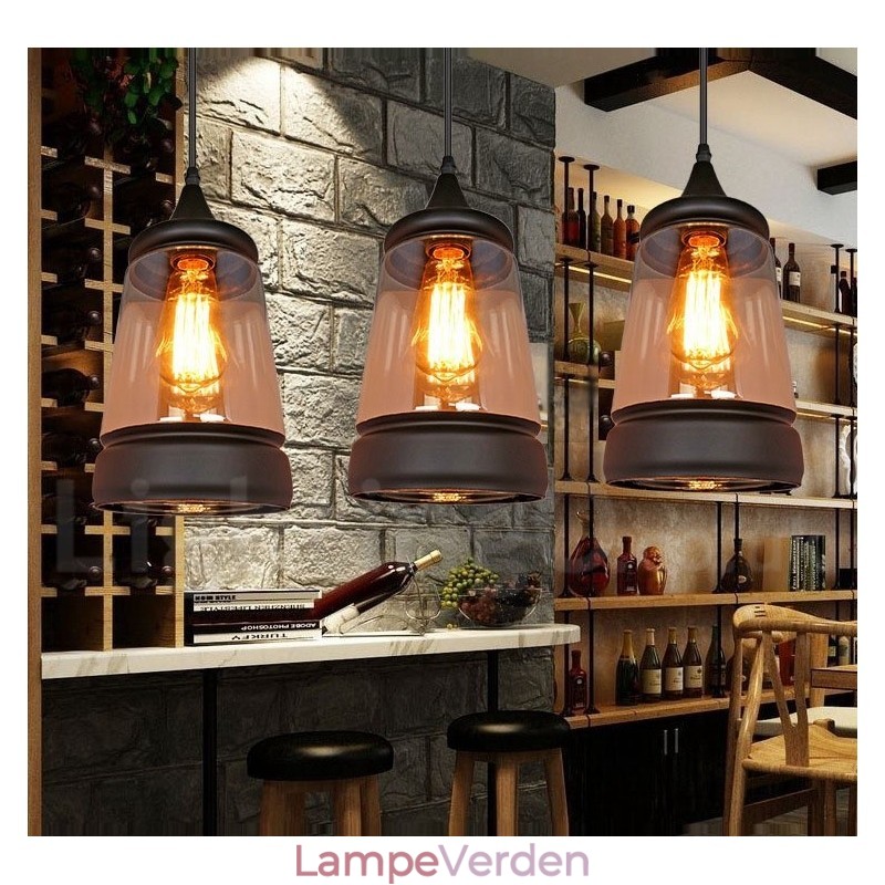 Europæisk Retro Lounge Glas Pendellampe