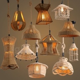 1 Lys Rustik Lodge Pendel Lampe Cafe Hamp Rope Pendel