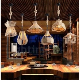 1 Lys Rustik Lodge Pendel Lampe Cafe Hamp Rope Pendel