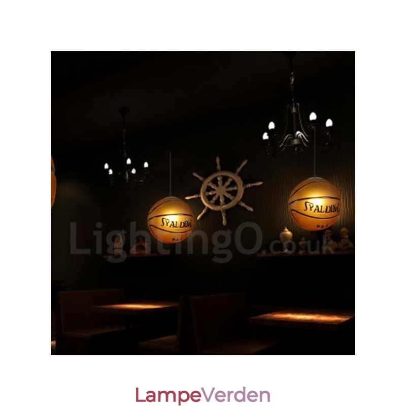 1 lys vintage moderne moderne basketball glas skygge pendel lys